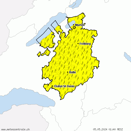 Fribourg - Warnings for thunderstorms