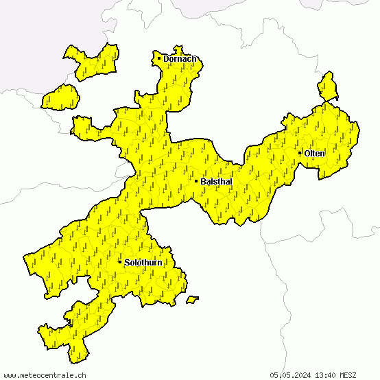 Solothurn - Warnings for thunderstorms
